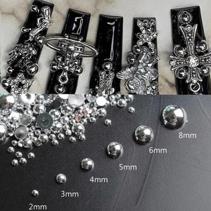 Silver Or Gold Mixed Size Nail Pearls | Punk Silver Nail Pearls | 100 Piece Bag| Small Bag