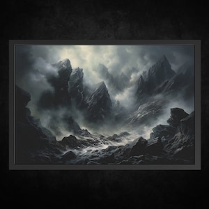 Impresión de póster en papel - La montaña silenciosa | Arte mural gótico | Arte Gótico | Arte de la Academia Oscura | Decoración gótica vintage | Arte Oscuro | Arte de montaña