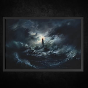 Impresión de póster en papel - Mientras se rompe | Arte mural gótico | Arte Gótico | Arte de la Academia Oscura | Decoración gótica vintage | Arte Oscuro | Arte de la pared de las olas del mar