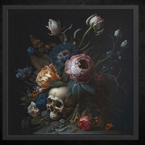 Impresión de póster en papel - The Skull and Rose Sanctuary | Arte mural gótico | Arte Gótico | Arte de la Academia Oscura | Decoración gótica vintage | arte sangriento | Espeluznante