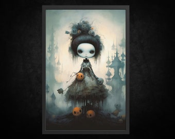 Paper Poster Print - Sabina | Gothic Wall Art | Gothic Art | Dark Academy Art | Gothic Decor | Wiccan Art | Dark Art | The Wicked Doll