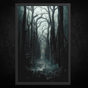 Paper Poster Print - The Forgotten Forest | Gothic Wall Art | Gothic Art | Dark Academy Art | Vintage Goth Decor | Dark Art | Creepy Forest