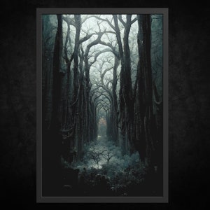 Paper Poster Print - The Forgotten Forest | Gothic Wall Art | Gothic Art | Dark Academia Art | Vintage Goth Decor | Dark Art | Creepy Forest
