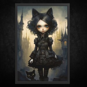 Impresión de póster de papel - Whispurr | Arte mural gótico | Arte gótico | Arte de la Academia Oscura | Decoración gótica | Arte wiccano | Arte oscuro | La Muñeca Malvada