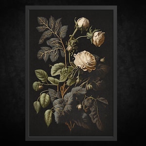Paper Poster Print - The Blushing Blooms | Gothic Wall Art | Gothic Art | Dark Botanical Print | Vintage Goth Decor | Gothic Flowers