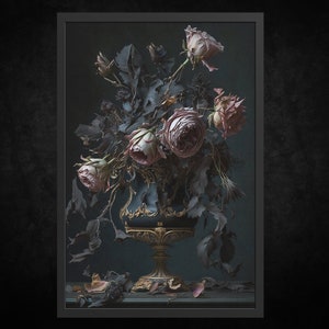 Impresión de póster en papel - Rosas ennegrecidas | Arte mural gótico | Arte Gótico | Arte de la Academia Oscura | Decoración gótica vintage | Arte oscuro | Decoración gótica del hogar
