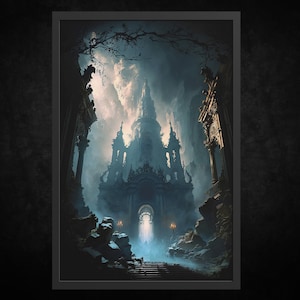 Paper Poster Print - The Haunted Cathedral | Gothic Wall Art | Gothic Art | Dark Academia | Vintage Goth Decor | DarkArt | Goth Architecture