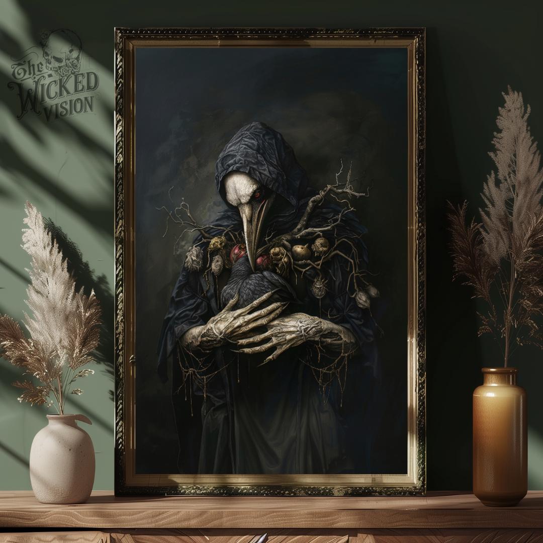 Dark Plague Doctor Art Print, Gothic Horror Bird Mask Illustration ...