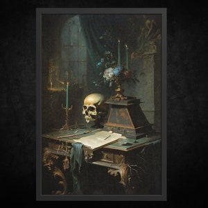 Paper Poster Print - Candlelight Macabre | Gothic Wall Art | Gothic Decor | Gothic Art | Halloween Decor | Skull Art | Gothic Print Decor