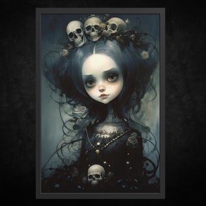 Impresión de póster en papel - Skull Born | Arte mural gótico | Arte Gótico | Arte de la Academia Oscura | Decoración gótica | Arte Wicca | Arte oscuro | la muñeca malvada