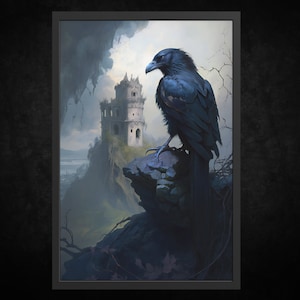 Paper Poster Print - The Crumbling Tower | Gothic Wall Art | Gothic Art | Dark Academy Art | Vintage Goth Decor | Dark Art | Goth Home