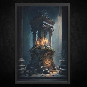 Paper Poster Print - The Twisted Altar | Gothic Wall Art | Gothic Art | Dark Academy Art | Vintage Goth Decor | Dark Art | Goth Home Decor