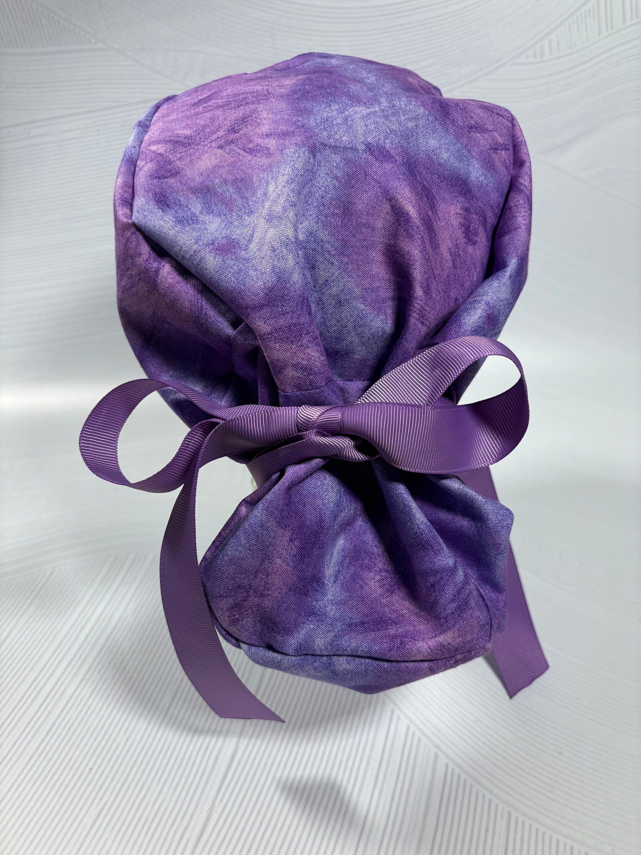 Purple Blue Ponytail Scrub Cap / Low Bun Hairstyle Scrub Hat