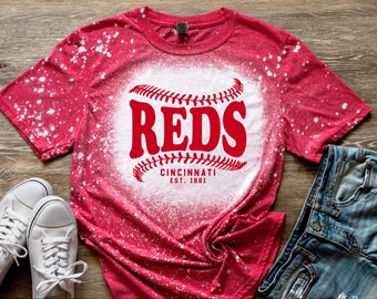 Cincinnati Reds Baseball Bleached Unisex Tee