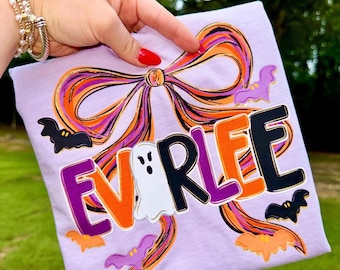 Kids Youth Comfort Colors Halloween Shirt Personalized Any Name for Fall