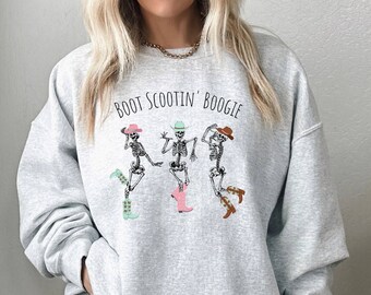 Boot Scootin’ Boogie Dancing Skeletons Sweatshirt Unisex Cowboy Boots