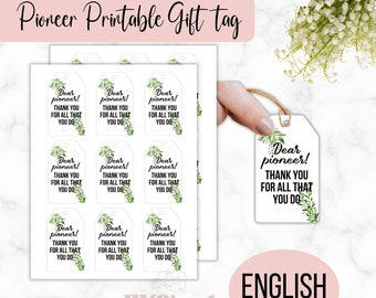 Printable Pioneer Gift Tags, Gift Tags, English, Pioneer Gifts, JW Gifts, JW gift tags printable, Gift Bag Tags