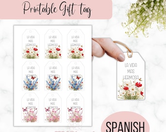 JW Printable Floral Gift Tags, Gift Tags, Spanish, Pioneer Gifts, JW Gifts, JW gift tags printable, Floral labels, Best life ever, Gift Bag