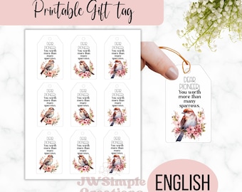 Printable Pioneer Gift Tags, Gift Tags, English, Pioneer Gifts, JW Gifts, JW gift tags printable, Gift Bag Tags