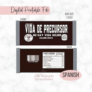 Pioneer Life Bar Chocolate Wrapper Service 2023 2024 600 hours Spanish JW Gifts, Pioneer Gifts, Pioneer Life