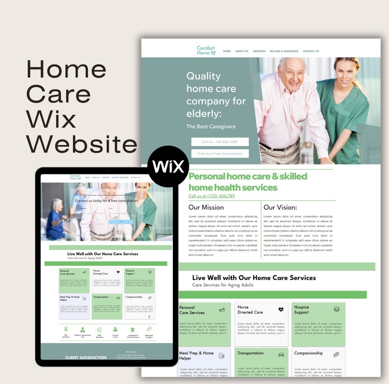 Home Care Wix Website, In Home Health Care & Caregiver Business Website, Caregiver Website Design, Wix Caregiving theme image 1