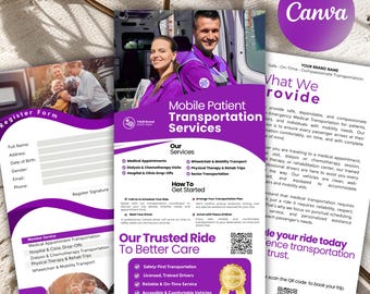 Plantilla de tarjeta de presentación para transporte móvil de pacientes, marketing NEMT de Canva, marketing para empresas de atención médica