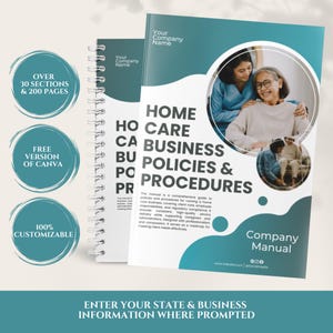 Home Care Business Policy Manual: Non-Medical Caregiver Guidelines (Canva Template)