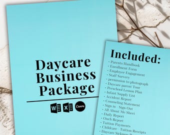 Daycare Business Start-Up Kit: 40+ Forms, Editable Templates (Digital Download)
