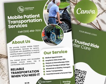 Plantilla de volante NEMT, transporte móvil de pacientes, marketing sanitario (A4)