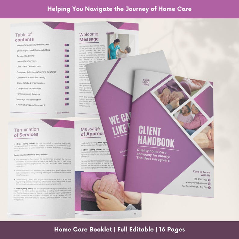 Home Care Client Handbook: Agency Service User Guide (canva Templates ...