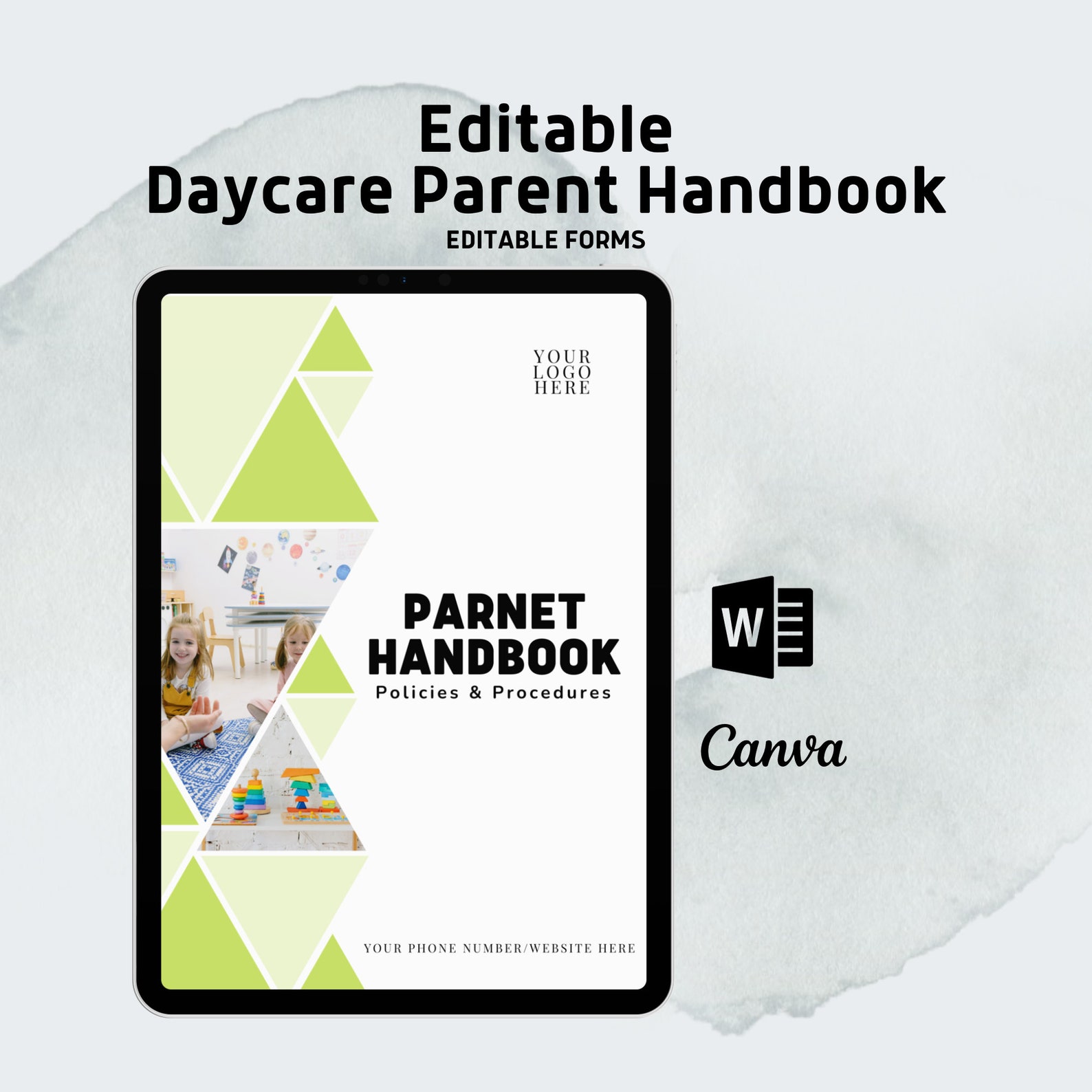 Daycare Parent Handbook, Daycare Policies and Procedures, Childcare Center Printable, Childcare
