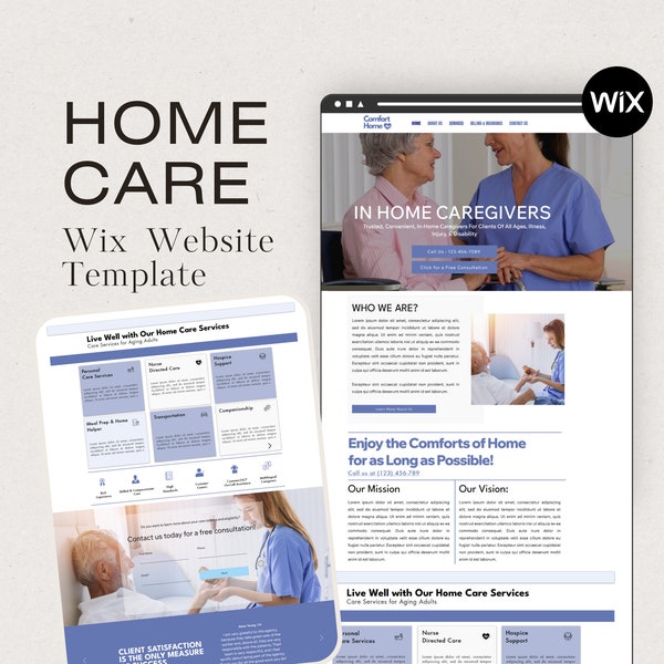 In Home Care Wix Website, In Home Health Care & Caregiver Business Website, Caregiver Website Design, Wix theme