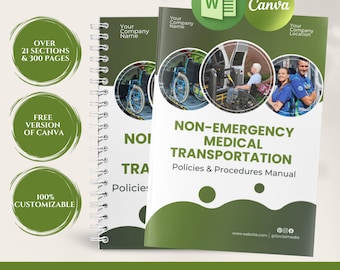 Manual de políticas y procedimientos de NEMT, plantilla de Canva, plantilla de Word MC