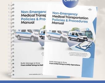 Manual de políticas y procedimientos de NEMT, plantillas de Canva, empresa de transporte médico no urgente