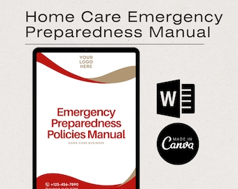 Home Care Emergency Preparedness Manual Canva Templates, Caregiver Emergency Plan, Homecare Editable Forms