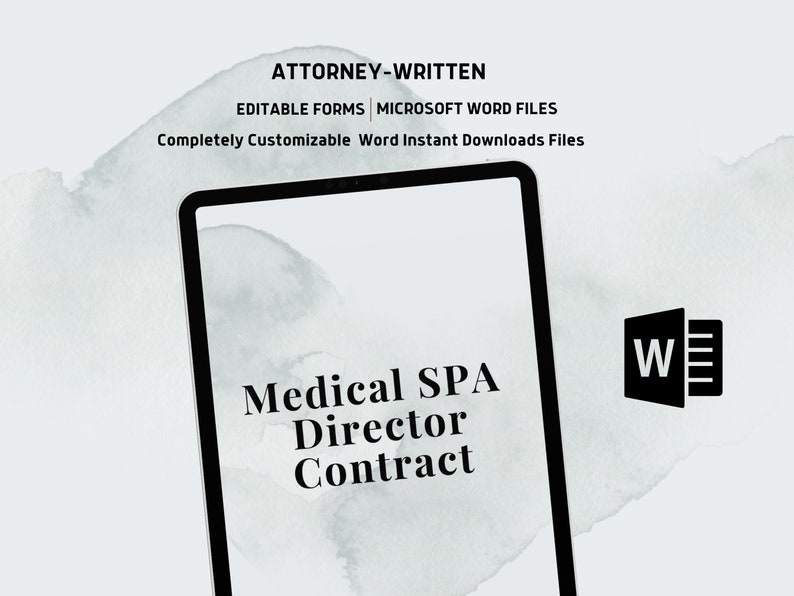 Medical SPA Director Contract Template, Editable Agreement, Medical