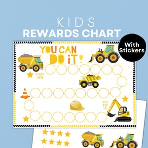 Construction Reward Chart: Kids Chore Chart with Stickers (PDF)