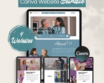 Caregiving Website Templates Bundle: Home Care Canva Designs (4 Designs)