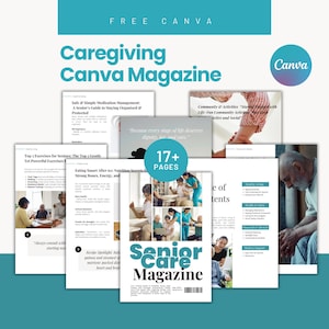 Senior Care Magazine Canva Template: Elderly Caregiving Guide (Digital Download)
