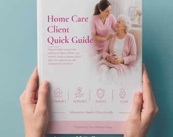 Plantilla de Canva para la Guía de Bienvenida al Cliente de Cuidados a Domicilio, Manual de Cuidados a Domicilio Editable, Paquete para el Cliente Cuidador, Paquete de Bienvenida para la Agencia de Salud a Domicilio
