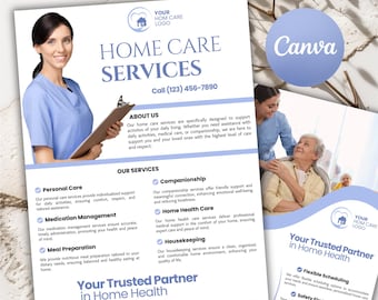 Home Care Services Flyer Template: Healthcare Brochure (Canva Editable)