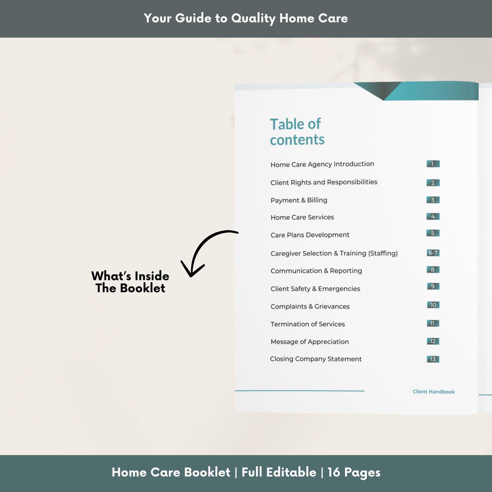 Home Care Client Handbook: Agency Service User Guide (canva Templates ...