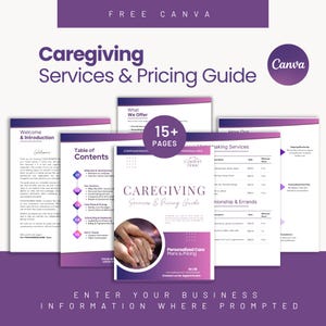 Caregiving Services & Pricing Guide: Home Care Canva Template (US Letter, Digital Download