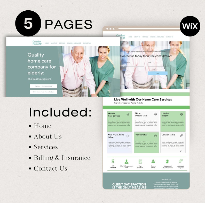 Home Care Wix Website, In Home Health Care & Caregiver Business Website, Caregiver Website Design, Wix Caregiving theme image 2