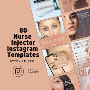 Botox & Fillers Canva Bundle templates, Beauty Social Media Template, Nurse Injector templates, Medspa Instagram Posts