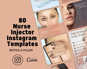 Nurse Injector Instagram Templates: Botox & Fillers, Medspa Social Media (80 Posts)