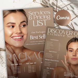 Szablony ulotek do salonów kosmetycznych, usługi i ceny medycznego spa, promocja usług kosmetycznych