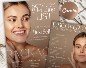 Beauty Salon Flyer Templates Design, Medical spa Services & Pricing, Esthetician Services Promotion