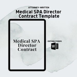 Medical SPA Director Contract Template, Editable Agreement, Medical Agreement Form,  Business Agreement Templates, Instant Download