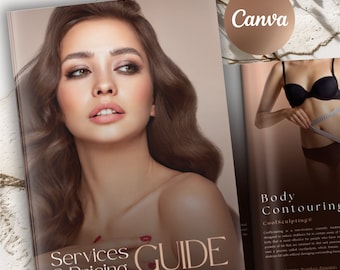 Medical spa Services & Pricing Guide, Aesthetic Pricing Guide, Services and Pricing Guide Canva Template, Beauty Welcome Packet